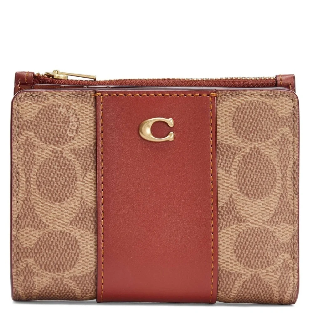 Coach 1941 Signature Logo Bi-Fold Classic Small Wallet Leather AUTHENTIC